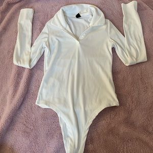 Preppy Whute Collared Body suit